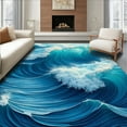 thumbnail image 1 of ODIKA 8'x10' Machine Washable Non-Slip Area Rug, All Season Waterproof Patio Welcome High Traffic Rug, Blue, 2224, 1 of 7