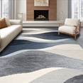 thumbnail image 1 of ODIKA 8'x10' Machine Washable Non-Slip Area Rug, Modern Ripple Fluid Wave High Traffic Rug, Navy, 275259, 1 of 7