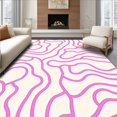 thumbnail image 1 of ODIKA 8' x 10' Machine Washable Non-Slip Area Rug, Contemporary Wavy-Lines High Traffic Rug, Pink, 360833, 1 of 7
