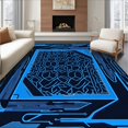 thumbnail image 1 of ODIKA 8' x 10' Machine Washable Non-Slip Area Rug, Cyberpunk Hexagon High Traffic Rug, Blue, 427469, 1 of 7