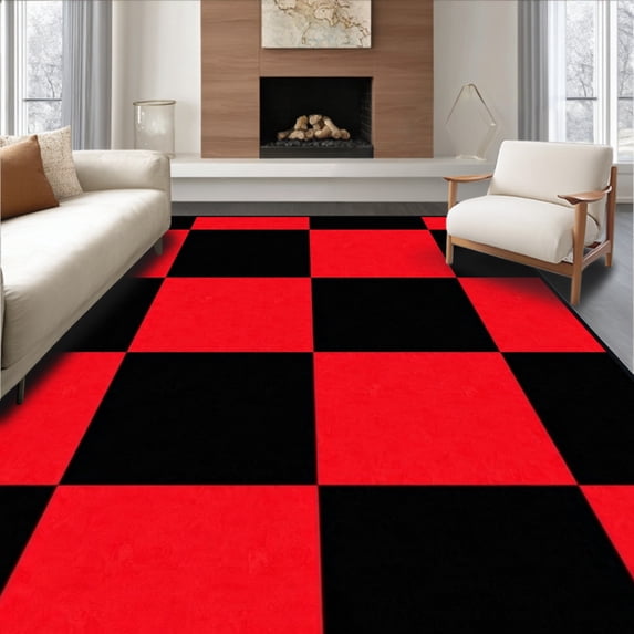 ODIKA 8' x 10' Machine Washable Non-Slip Area Rug, Geometric Checkered ...