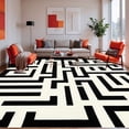 thumbnail image 1 of ODIKA 8'x10' Machine Washable Non-Slip Area Rug, Abstract Maze Featuring Interwoven Black Stripes High Traffic Rug, Black, 232704, 1 of 7