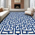 thumbnail image 1 of ODIKA 8'x10' Machine Washable Non-Slip Area Rug, Modern Geometric Interlocking Squares High Traffic Rug, Blue, 248733, 1 of 7