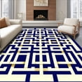 thumbnail image 1 of ODIKA 8'x10' Machine Washable Non-Slip Area Rug, Stylish Lattice Patio Backyard Accent Beige Navy Waterproof High Traffic Rug, Blue, 52512, 1 of 7