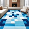 thumbnail image 1 of ODIKA 8' x 10' Machine Washable Non-Slip Area Rug, Geometric Square High Traffic Rug, Blue, 135610, 1 of 7
