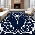 thumbnail image 1 of ODIKA 8'x10' Machine Washable Non-Slip Area Rug, Delicate Arachnid with Flowing Curves High Traffic Rug, Blue, 541663, 1 of 7