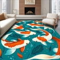 thumbnail image 1 of ODIKA 8'x10' Machine Washable Non-Slip Area Rug, Modern Fish Print Bold Colors High Traffic Rug, Orange, 101962, 1 of 7