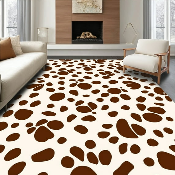 ODIKA 8' x 10' Machine Washable Non-Slip Area Rug, Leopard Print Spot High Traffic Rug, Brown, 296008