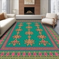 thumbnail image 1 of ODIKA 8' x 10' Machine Washable Non-Slip Area Rug, Middle Eastern Flower High Traffic Rug, Teal, 381595, 1 of 7