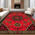 thumbnail image 1 of ODIKA 8' x 10' Machine Washable Non-Slip Area Rug, Middle Eastern Medallion High Traffic Rug, Red, 400526, 1 of 7