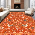 thumbnail image 1 of ODIKA 8'x10' Machine Washable Non-Slip Area Rug, Rippled Francophone Design with Spice Revolute Poultry and Fowl Motifs High Traffic Rug, Orange, 195554, 1 of 7