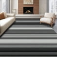 thumbnail image 1 of ODIKA 8'x10' Machine Washable Non-Slip Area Rug, Sleek Modernist Monochrome Waves High Traffic Rug, Black, 37064, 1 of 7