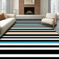 thumbnail image 1 of ODIKA 8'x10' Machine Washable Non-Slip Area Rug, Black Stripe Vintage Bath High Traffic Rug, Black, 57200, 1 of 7