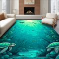 thumbnail image 1 of ODIKA 8'x10' Machine Washable Non-Slip Area Rug, Oceanic Floor Absorbent Non Slip Sea Life High Traffic Rug, Green, 86346, 1 of 7