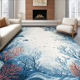 thumbnail image 1 of ODIKA 8'x10' Machine Washable Non-Slip Area Rug, Nautical Waves and Coral Reef Accent Floor Covering High Traffic Rug, Blue, 133717, 1 of 7