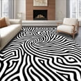 thumbnail image 1 of ODIKA 8' x 10' Machine Washable Non-Slip Area Rug, Op Art Spiral High Traffic Rug, Black, 443521, 1 of 7