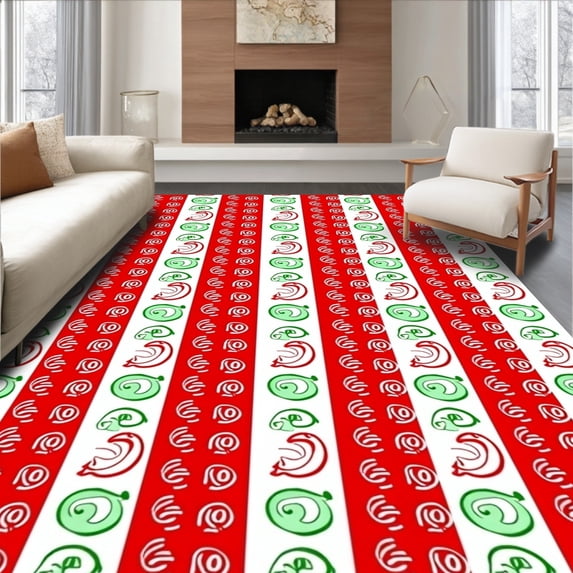 ODIKA 8' x 10' Machine Washable Non-Slip Area Rug, Retro Striped High Traffic Rug, Red, 760393