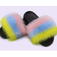 thumbnail image 1 of Women's Summer Fluffy Faux Fur Slides Slippers Non-slip Slip-on Sandals Luxurious Fashion Outdoor Shoes, 1 of 7