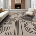 thumbnail image 1 of ODIKA 8'x10' Beige Abstract Geometric Maze Washable Area Rug Modern Minimalist Labyrinth Motif With Interconnected Pathways Non-Shedding, Easy Care, for King Size Bedroom Under Bed, Master Suite, 1 of 7