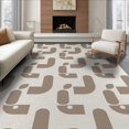 thumbnail image 1 of ODIKA 8'x10' Beige Brown Interlocking Chain Washable Area Rug Modern Mid Century Repeating Motif Contemporary for Living Room, Under Sectional, Family , Durable, Non-Slip, 1 of 7