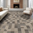thumbnail image 1 of ODIKA 8'x10' Beige Geometric Checkerboard Tufted Design Washable Area Rug Contemporary Modernist Grid Layout With Rounded Corner for Dining Room, Large Office, Lounge, Non-Slip Chair-Friendly Mat, 1 of 7