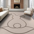 thumbnail image 1 of ODIKA 8'x10' Beige Minimalist Bunny Silhouette Design Washable Area Rug Elegant Home Decor with Whimsical Charm for King Size Bedroom Under Bed, Master Suite, Non-Shedding, Easy Care, 1 of 7