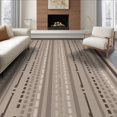 thumbnail image 1 of ODIKA 8'x10' Beige Mocha Vertical Striped Geometric Washable Area Rug Contemporary Dotted Columns Non-Slip Chair-Friendly Mat for Dining Room, Large Office, Lounge, 1 of 7