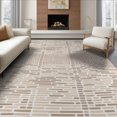 thumbnail image 1 of ODIKA 8'x10' Beige Neutral Striated Border Contemporary Washable Area Rug Modern Abstract Geometric Flowing Lines Minimalist Accent Floor for Living Room, Under Sectional, Family , Durable, Non-Slip, 1 of 7