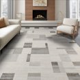 thumbnail image 1 of ODIKA 8'x10' Beige Structured Interlocking Grid Contemporary Geometric Ivory Washable Area Rug None for Dining Room, Large Office, Lounge, Non-Slip Chair-Friendly Mat, 1 of 7