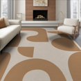 thumbnail image 1 of ODIKA 8'x10' Beige Tan Warm Geometric Pattern Washable Area Rug Modern Minimalist Abstract Design Non-Slip Chair-Friendly Mat for Dining Room, Large Office, Lounge, 1 of 7