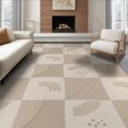 thumbnail image 1 of ODIKA 8'x10' Beige Taupe Geometric Checkered Washable Area Rug Modern Abstract Pattern with Curved Lines for Living Room, Under Sectional, Family , Durable, Non-Slip, 1 of 6