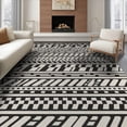 thumbnail image 1 of ODIKA 8'x10' Black Ivory Geometric Striped Washable Area Rug Multi-Band Zigzag Motif Modern for Living Room, Under Sectional, Family , Durable, Non-Slip, 1 of 7