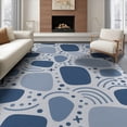thumbnail image 1 of ODIKA 8'x10' Blue Abstract Geometric Rounded Shapes Washable Area Rug Flowing Forms Scattered Dots Rainbow Arcs for King Size Bedroom Under Bed, Master Suite, Non-Shedding, Easy Care, 1 of 7