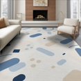 thumbnail image 1 of ODIKA 8'x10' Blue Beige Abstract Handwoven Design Washable Area Rug Modern Geometric Pattern with Unique Shapes for Dining Room, Large Office, Lounge, Non-Slip Chair-Friendly Mat, 1 of 7
