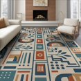 thumbnail image 1 of ODIKA 8'x10' Blue Terracotta Modern Geometric Patchwork Washable Area Rug Contemporary Abstract Mosaic Pattern Durable, Non-Slip for Living Room, Under Sectional, Family, 1 of 7