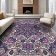 thumbnail image 1 of ODIKA 8'x10' Boho Tone Inspired Plum Magenta Pink Maximalist Purple Flowing Dynamic Washable Area Rug None for King Size Bedroom Under Bed, Master Suite, Non-Shedding, Easy Care, 1 of 7