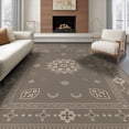 thumbnail image 1 of ODIKA 8'x10' Brown Beige Geometric Medallion Design Washable Area Rug Intricate Moa-01-Mh-Cocoa-Stone Motif Durable, Non-Slip for Living Room, Under Sectional, Family, 1 of 7