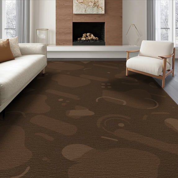 ODIKA 8'x10' Brown Chocolate Geometric Washable Area Rug Modern Abstract Elegance Design for Living Room, Under Sectional, Family , Durable, Non-Slip