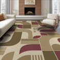 thumbnail image 1 of ODIKA 8'x10' Brown Tan Modern Geometric Design Washable Area Rug Contemporary Abstract Pattern with Curves for King Size Bedroom Under Bed, Master Suite, Non-Shedding, Easy Care, 1 of 7