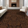 thumbnail image 1 of ODIKA 8'x10' Burnt Orange And Black Vintage Damask Washable Area Rug Distressed Antique Curling Petal Motif Framed Edges for King Size Bedroom Under Bed, Master Suite, Non-Shedding, Easy Care, 1 of 7