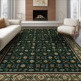 thumbnail image 1 of ODIKA 8'x10' Dark Green Floral Washable Area Rug Intricate Botanical Motifs With Ornate Border Design for Living Room, Under Sectional, Family , Durable, Non-Slip, 1 of 7