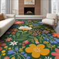 thumbnail image 1 of ODIKA 8'x10' Green Vibrant Floral Luck Design Washable Area Rug Charming Botanical Pattern with Playful Blooms Non-Slip Chair-Friendly Mat for Dining Room, Large Office, Lounge, 1 of 7