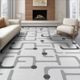 thumbnail image 1 of ODIKA 8'x10' Grey White Geometric Maze Design Washable Area Rug Modern Abstract Pattern with Retro Flair Non-Slip Chair-Friendly Mat for Dining Room, Large Office, Lounge, 1 of 7
