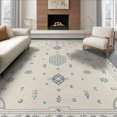 thumbnail image 1 of ODIKA 8'x10' Ivory Blue Geometric Medallion Traditional Washable Area Rug Ornate Border Framework with Botanical Motifs for King Size Bedroom Under Bed, Master Suite, Non-Shedding, Easy Care, 1 of 7