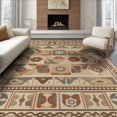 thumbnail image 1 of ODIKA 8'x10' Ivory Multi Geometric Medallion Washable Area Rug Southwestern Aztec Kilim Style Diamond Motif for Living Room, Under Sectional, Family , Durable, Non-Slip, 1 of 7