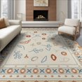 thumbnail image 1 of ODIKA 8'x10' Ivory Rust Traditional Botanical Motif Washable Area Rug Geometric Floral Multi-Border Classic for Dining Room, Large Office, Lounge, Non-Slip Chair-Friendly Mat, 1 of 7