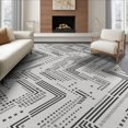 thumbnail image 1 of ODIKA 8'x10' Monochrome Geometric Maze Washable Area Rug Dynamic Angular Patterns for for King Size Bedroom Under Bed, Master Suite, Non-Shedding, Easy Care, 1 of 7