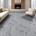 thumbnail image 1 of ODIKA 8'x10' Navy Blue Geometric Maze Washable Area Rug Modern Labyrinth Motif With Intricate Rectangular Border Durable, Non-Slip for Living Room, Under Sectional, Family, 1 of 7