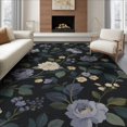 thumbnail image 1 of ODIKA 8'x10' Navy Floral Elegance Future Nature Washable Area Rug Timeless Botanical Design with Modern Flair Non-Slip Chair-Friendly Mat for Dining Room, Large Office, Lounge, 1 of 7