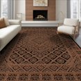 thumbnail image 1 of ODIKA 8'x10' Orange And Black Traditional Mosaic Washable Area Rug Interlocking Tile Diamond Grid Ornate Geometry Bordered Frame Non-Slip Chair-Friendly Mat for Dining Room, Large Office, Lounge, 1 of 7